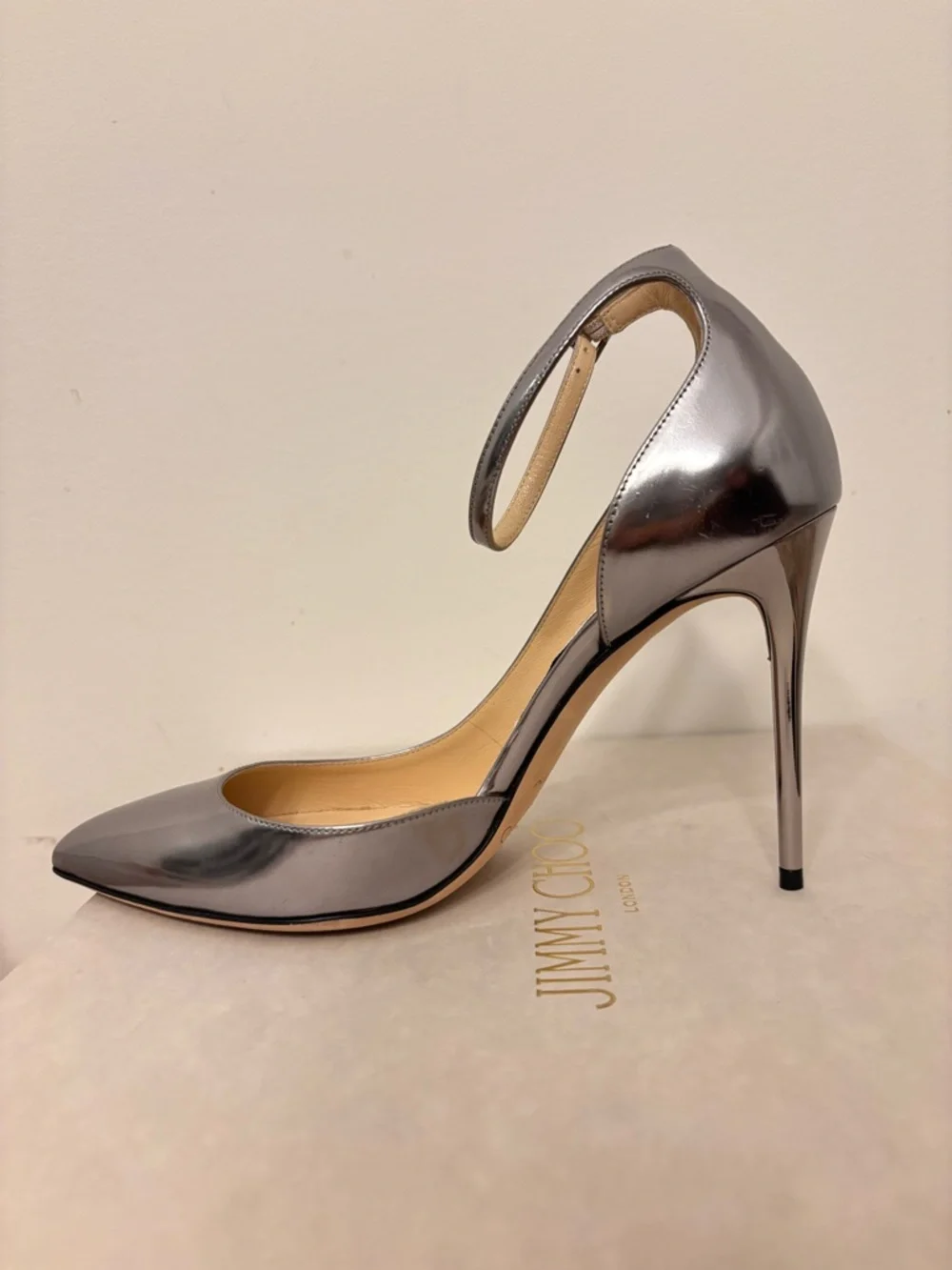 AUTHENTIC Jimmy Choo Lucy 100 colour Steel D’orsay - Picture 7 of 16
